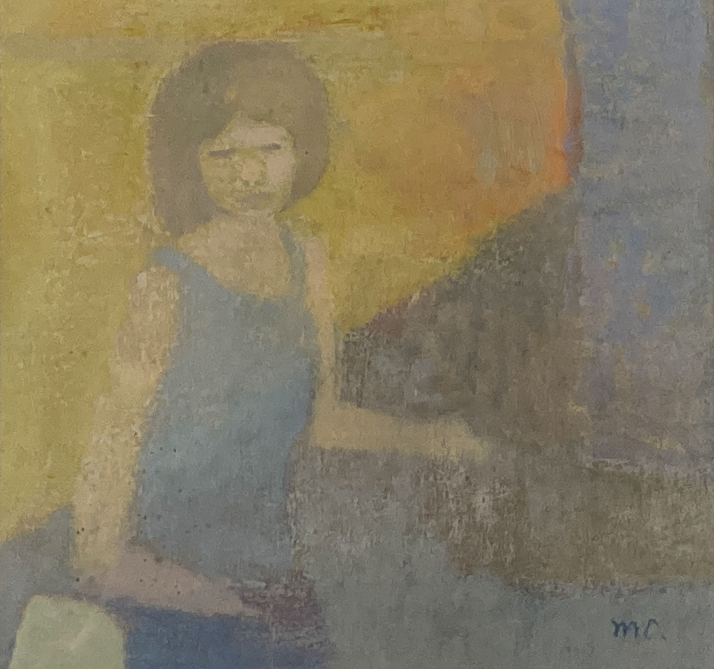Michael Cooper, NEAC, acrylic on paper, 'Yellow Woman', initialled, 15 x 15cm.